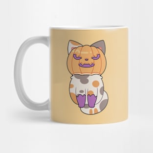 Cute Halloween Cat Wearing a Pumpkin Mask Mug